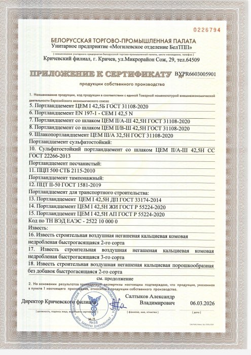 Сертификат продукции собственного производства BYPR6603005901 прил.1